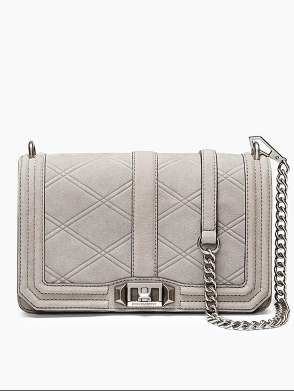 Rebecca Minkoff Taupe Quilted Leather/Suede Crossbody with Chain Strap ****